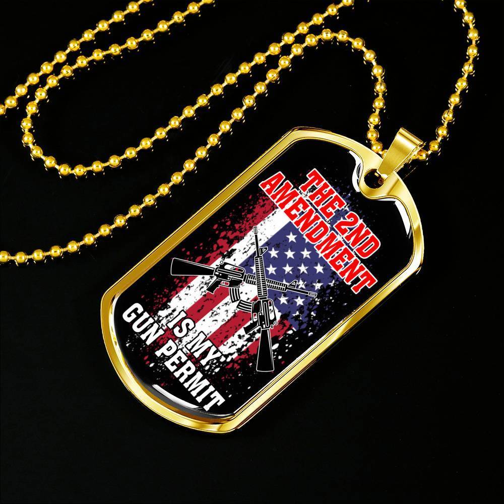 Protect My 2Nd Amendment Dog Tag Stainless Steel or 18k Gold 24" Chain - Express Your Love Gifts