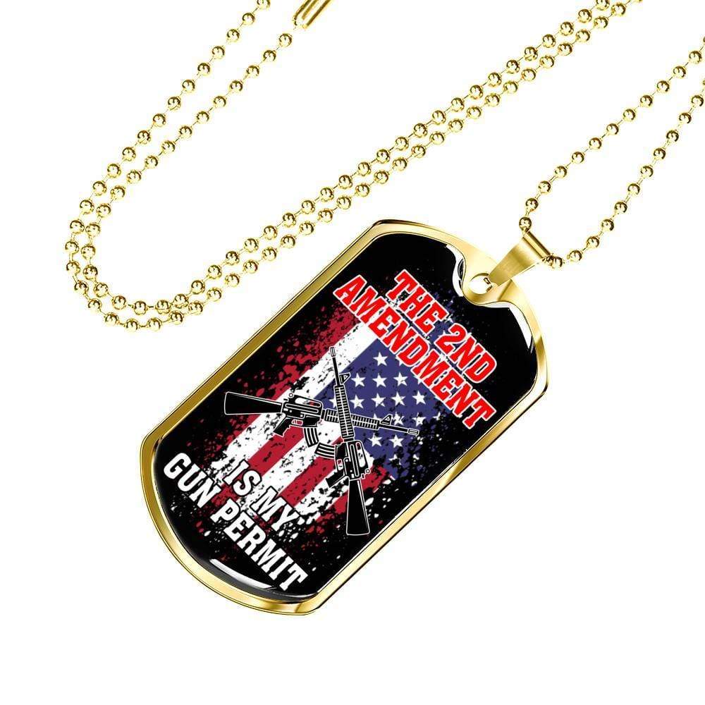 Protect My 2Nd Amendment Dog Tag Stainless Steel or 18k Gold 24" Chain - Express Your Love Gifts