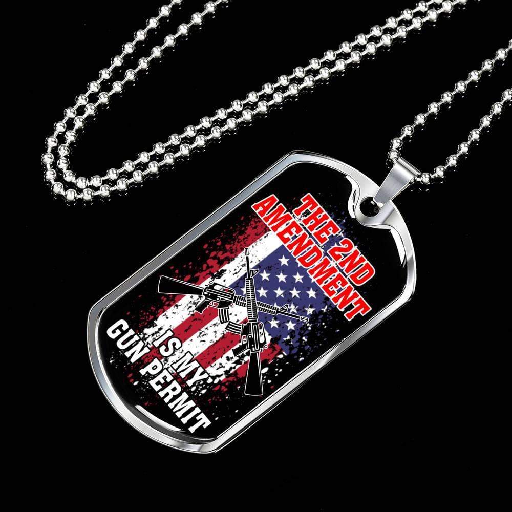 Protect My 2Nd Amendment Dog Tag Stainless Steel or 18k Gold 24" Chain - Express Your Love Gifts
