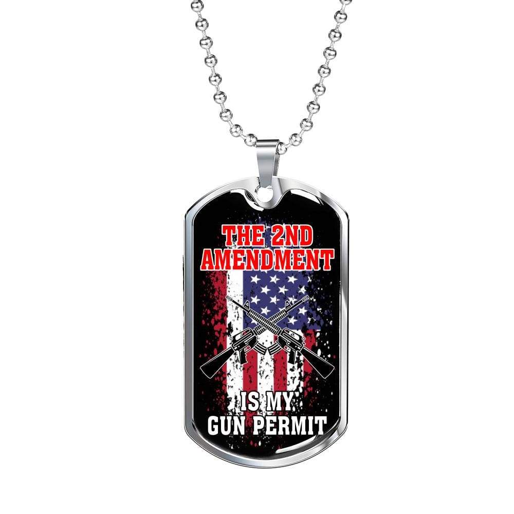 Protect My 2ND Amendment Dog Tag Stainless Steel or 18k Gold 24" Chain