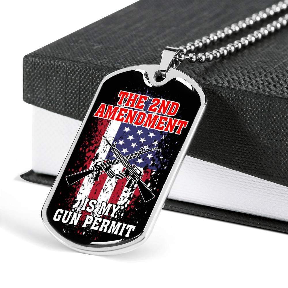 Protect My 2Nd Amendment Dog Tag Stainless Steel or 18k Gold 24" Chain - Express Your Love Gifts
