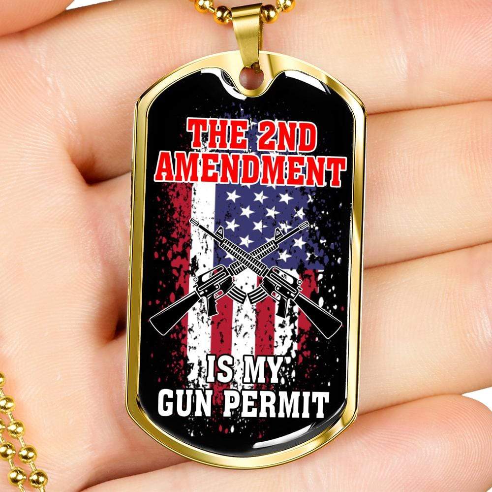 Protect My 2Nd Amendment Dog Tag Stainless Steel or 18k Gold 24" Chain - Express Your Love Gifts