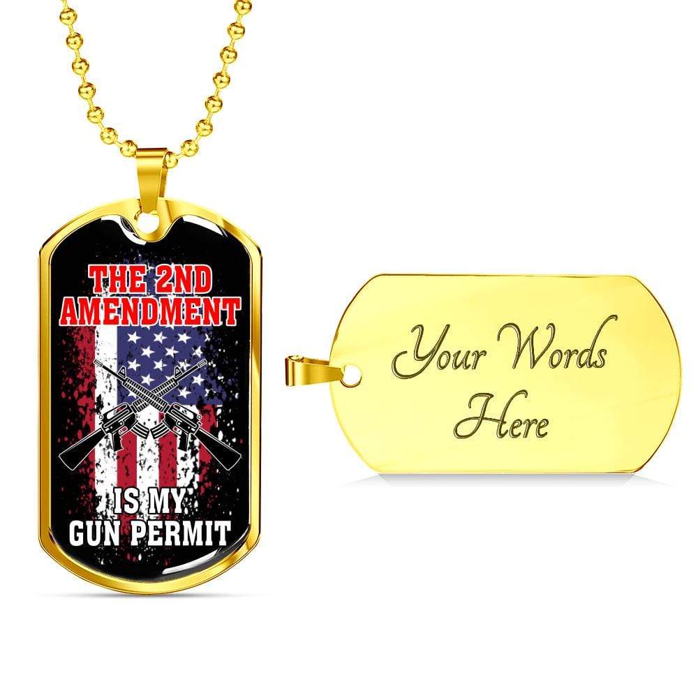 Protect My 2Nd Amendment Dog Tag Stainless Steel or 18k Gold 24" Chain - Express Your Love Gifts
