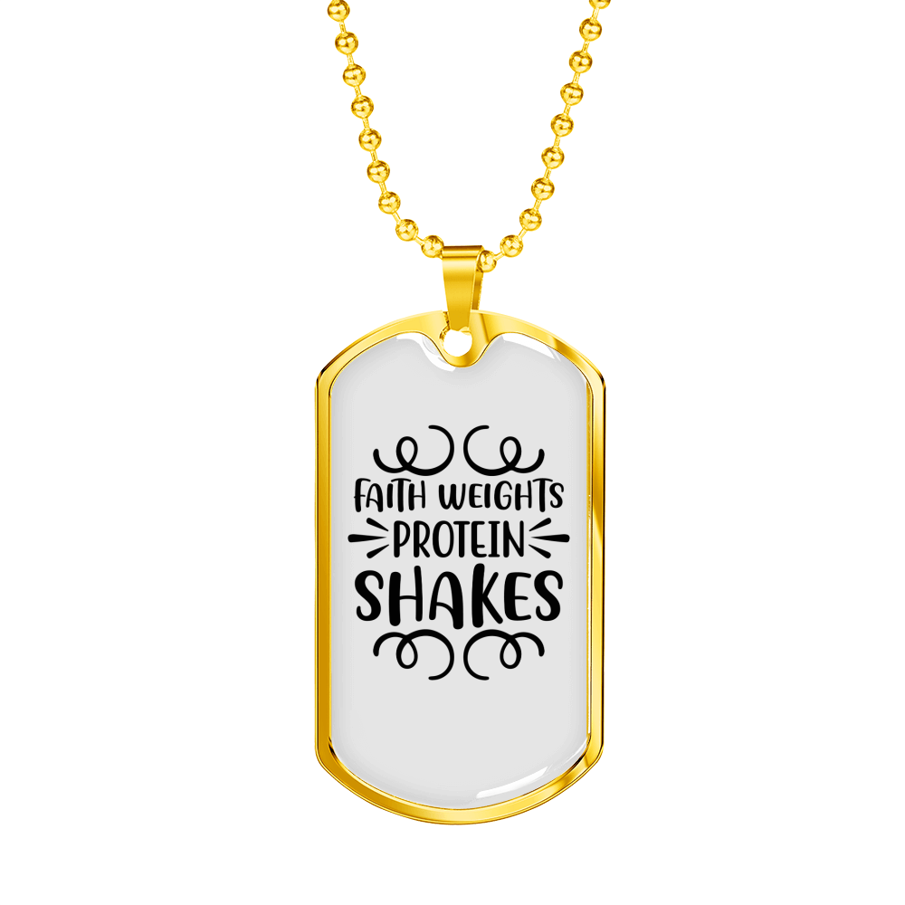 Protein Shakes Christian Necklace Stainless Steel or 18k Gold Dog Tag 24" Chain-Express Your Love Gifts