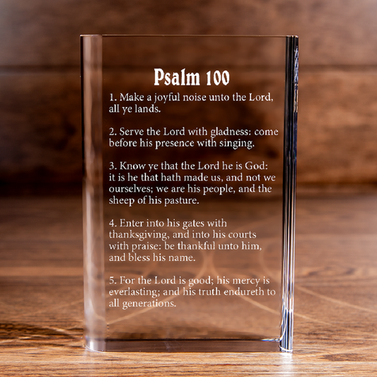 Psalm 100 Laser Engraved Crystal Book - Elegant Religious Gift for Devoted Believers Christian Gift-Express Your Love Gifts