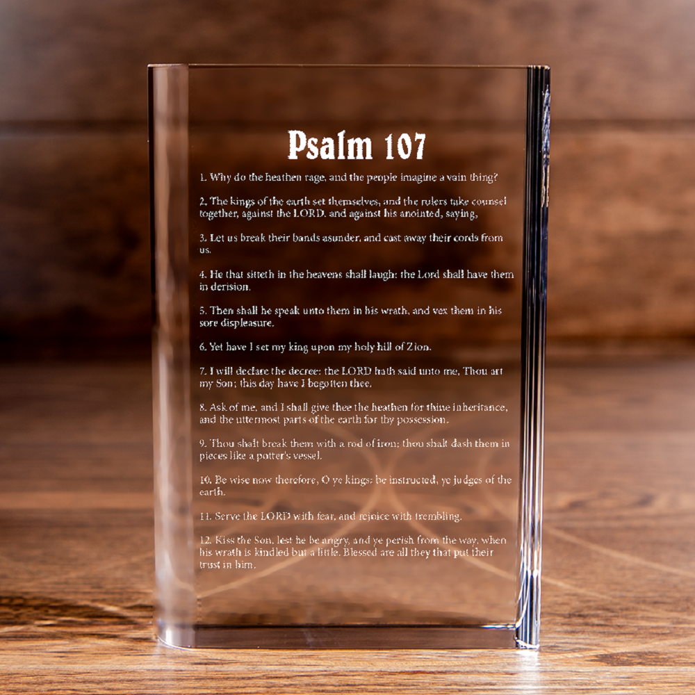 Psalm 107 Laser Engraved Crystal Book - Elegant Religious Gift for Devoted Believers Christian Gift-Express Your Love Gifts
