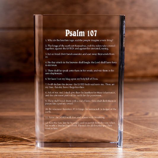 Psalm 107 Laser Engraved Crystal Book - Elegant Religious Gift for Devoted Believers Christian Gift-Express Your Love Gifts