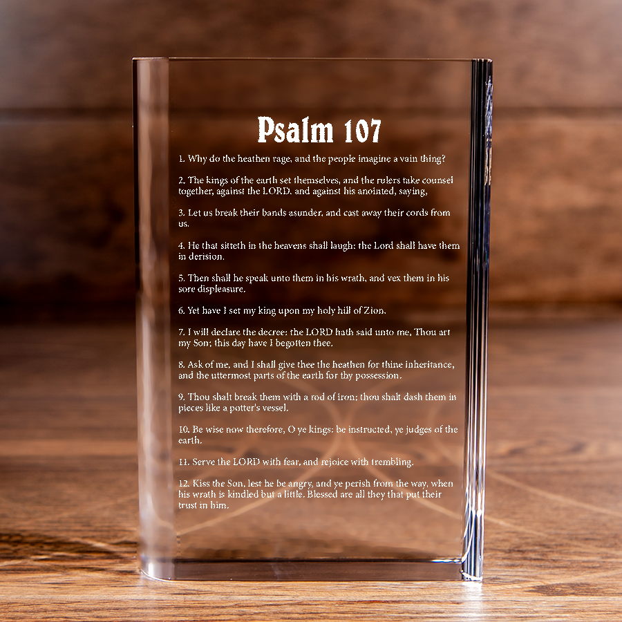 Psalm 107 Laser Engraved Crystal Book - Elegant Religious Gift for Devoted Believers Christian Gift-Express Your Love Gifts