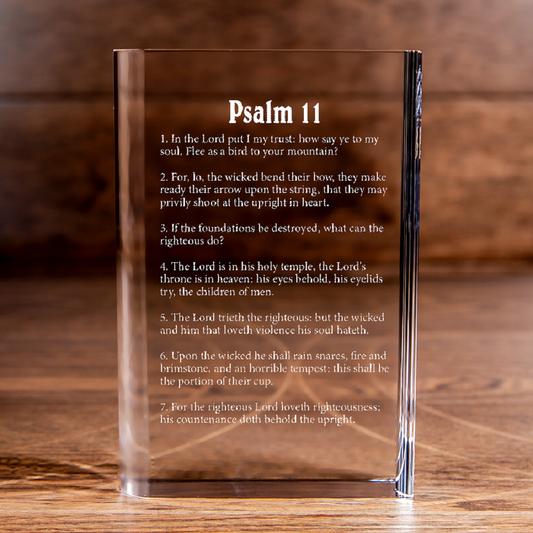 Psalm 11 Laser Engraved Crystal Book - Elegant Religious Gift for Devoted Believers Christian Gift-Express Your Love Gifts