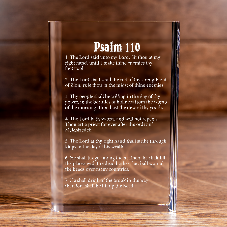 Psalm 110 Laser Engraved Crystal Book - Elegant Religious Gift for Devoted Believers Christian Gift-Express Your Love Gifts