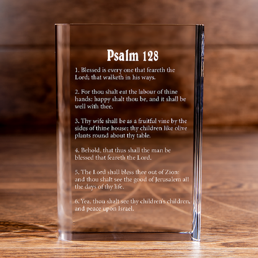 Psalm 128 Laser Engraved Crystal Book - Elegant Religious Gift for Devoted Believers Christian Gift-Express Your Love Gifts