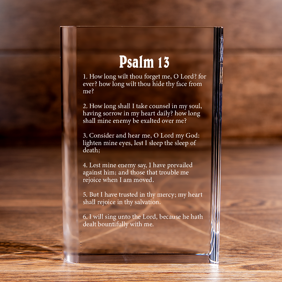 Psalm 13 Laser Engraved Crystal Book - Elegant Religious Gift for Devoted Believers Christian Gift-Express Your Love Gifts