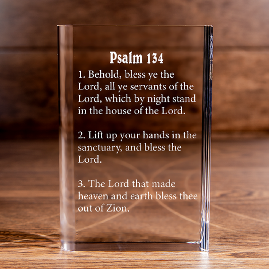 Psalm 134 Laser Engraved Crystal Book - Elegant Religious Gift for Devoted Believers Christian Gift-Express Your Love Gifts