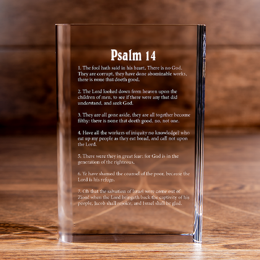 Psalm 14 Laser Engraved Crystal Book - Elegant Religious Gift for Devoted Believers Christian Gift-Express Your Love Gifts