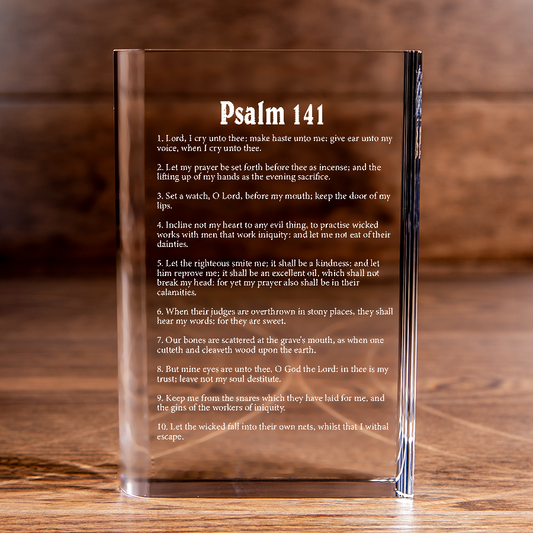 Psalm 141 Laser Engraved Crystal Book - Elegant Religious Gift for Devoted Believers Christian Gift-Express Your Love Gifts