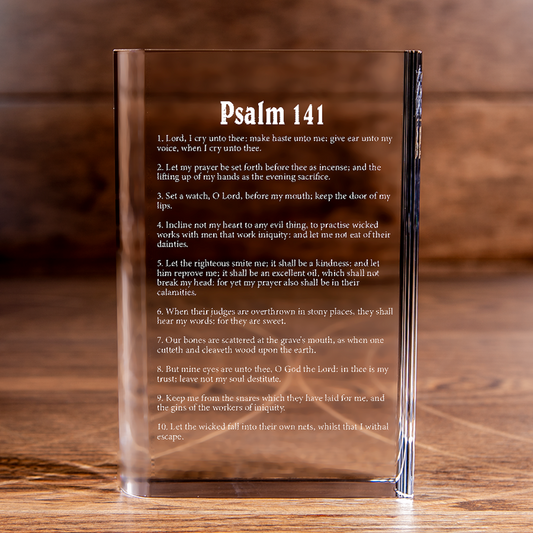 Psalm 141 Laser Engraved Crystal Book - Elegant Religious Gift for Devoted Believers Christian Gift-Express Your Love Gifts