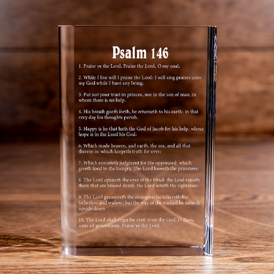 Psalm 146 Laser Engraved Crystal Book - Elegant Religious Gift for Devoted Believers Christian Gift-Express Your Love Gifts