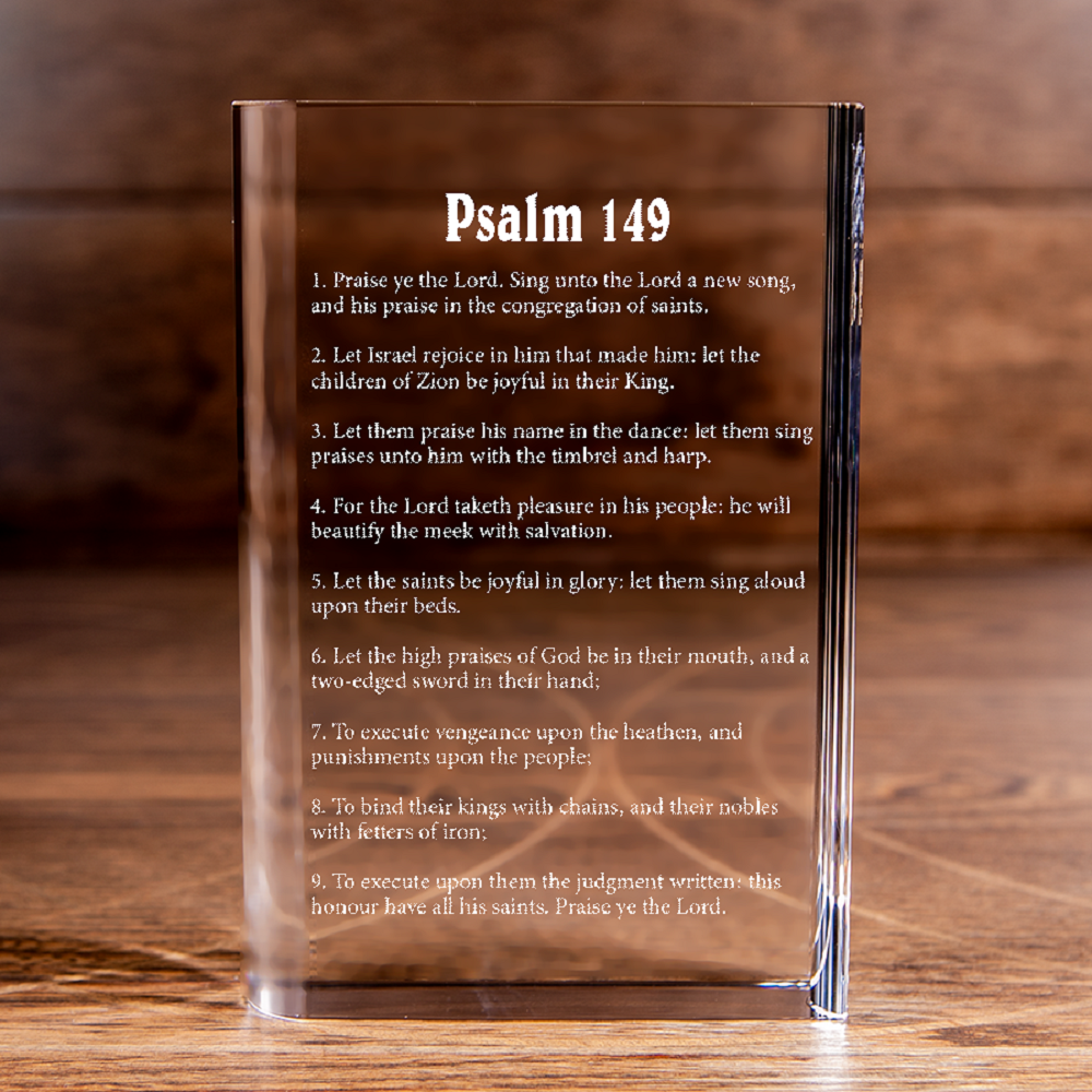 Psalm 149 Laser Engraved Crystal Book - Elegant Religious Gift for Devoted Believers Christian Gift-Express Your Love Gifts