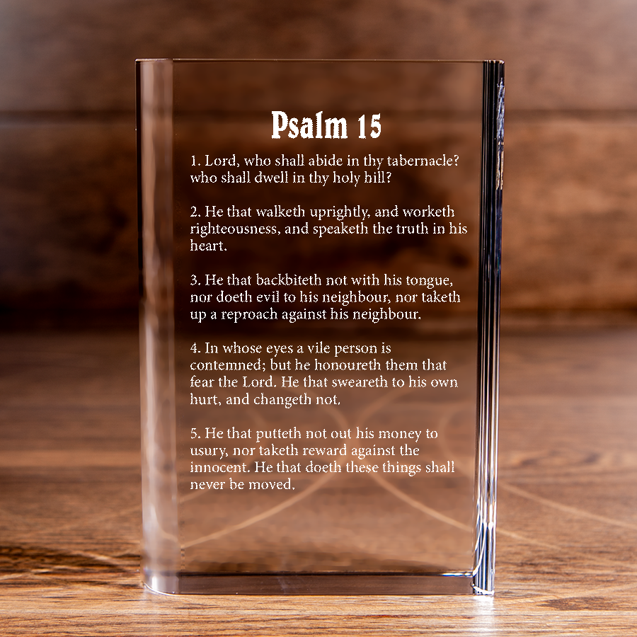 Psalm 15 Laser Engraved Crystal Book - Elegant Religious Gift for Devoted Believers Christian Gift-Express Your Love Gifts