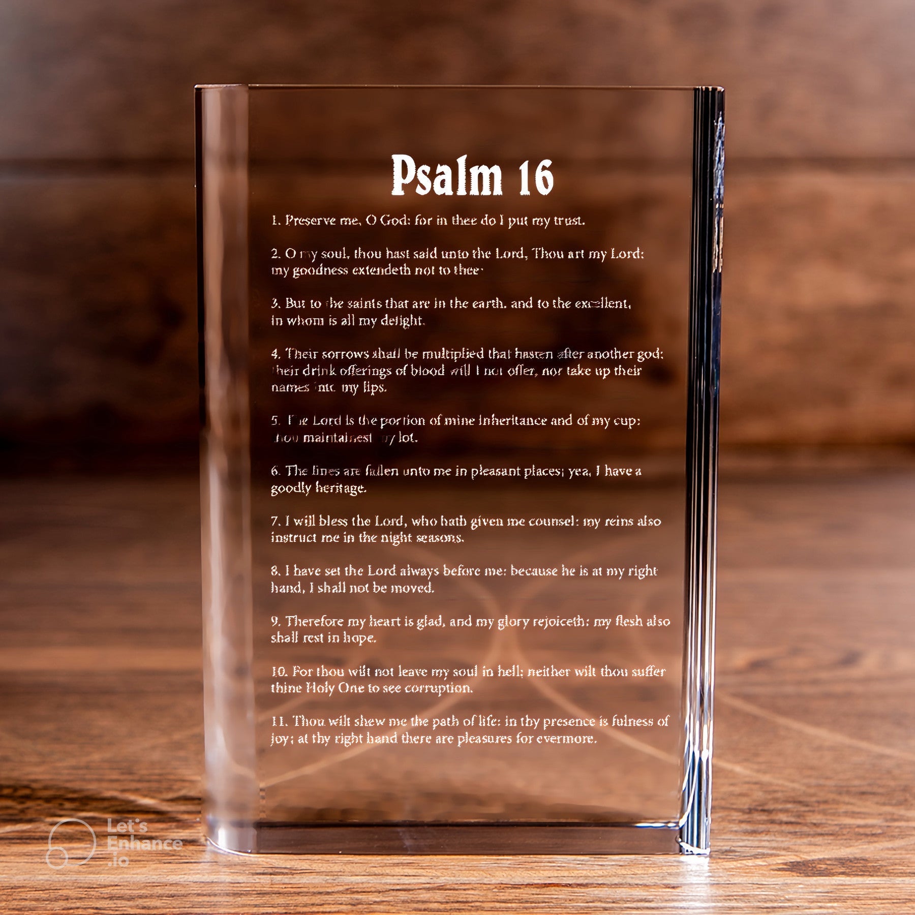Psalm 16 Laser Engraved Crystal Book - Elegant Religious Gift for Devoted Believers Christian Gift-Express Your Love Gifts