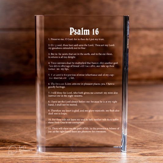 Psalm 16 Laser Engraved Crystal Book - Elegant Religious Gift for Devoted Believers Christian Gift-Express Your Love Gifts