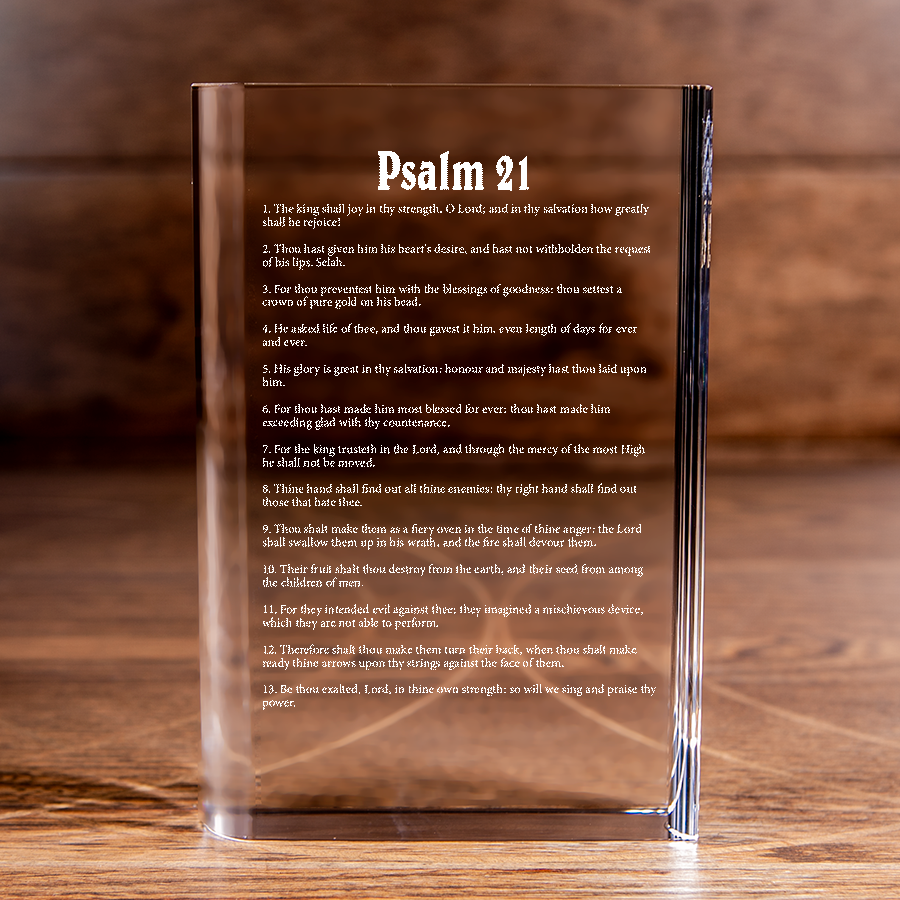 Psalm 21 Laser Engraved Crystal Book - Elegant Religious Gift for Devoted Believers Christian Gift-Express Your Love Gifts