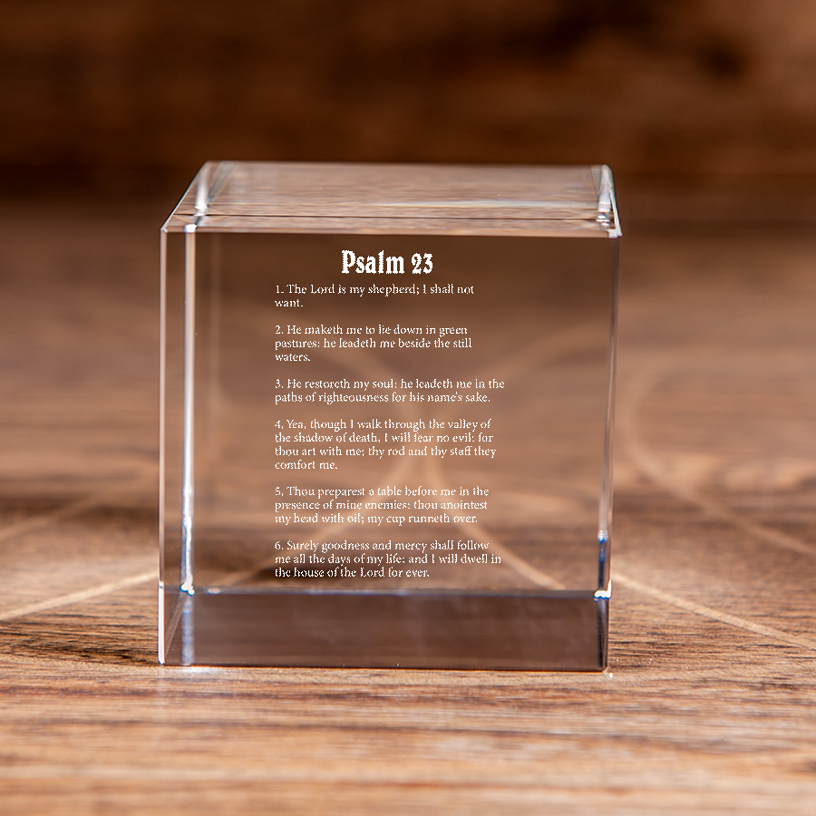 Psalm 23 Lords Prayer Square Cut Crystal Cube Christian Gift-Express Your Love Gifts