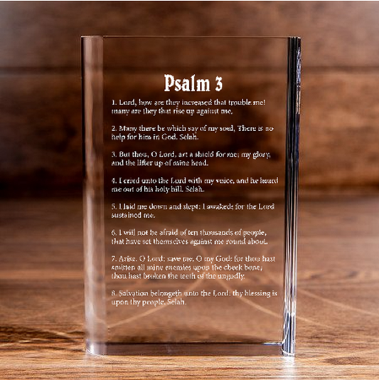 Psalm 3 Laser Engraved Crystal Book - Elegant Religious Gift for Devoted Believers Christian Gift-Express Your Love Gifts