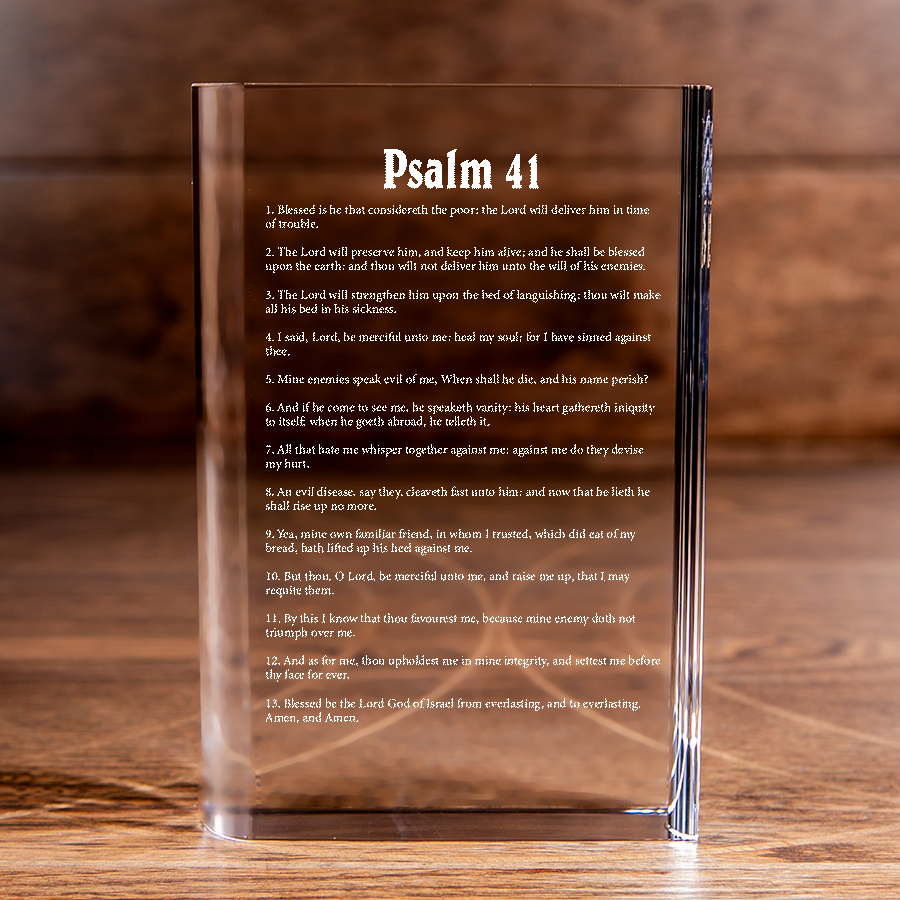 Psalm 41 Laser Engraved Crystal Book - Elegant Religious Gift for Devoted Believers Christian Gift-Express Your Love Gifts