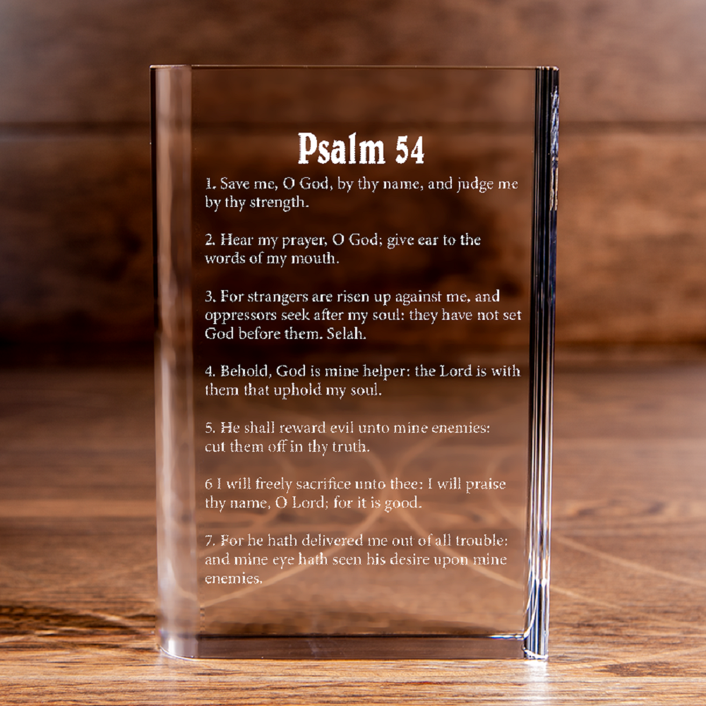 Psalm 54 Laser Engraved Crystal Book - Elegant Religious Gift for Devoted Believers Christian Gift-Express Your Love Gifts