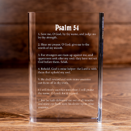 Psalm 54 Laser Engraved Crystal Book - Elegant Religious Gift for Devoted Believers Christian Gift-Express Your Love Gifts