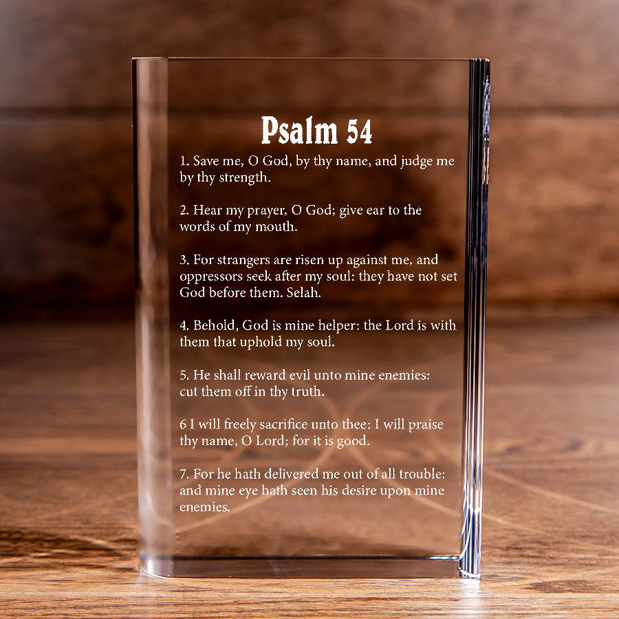 Psalm 54 Laser Engraved Crystal Book - Elegant Religious Gift for Devoted Believers Christian Gift-Express Your Love Gifts
