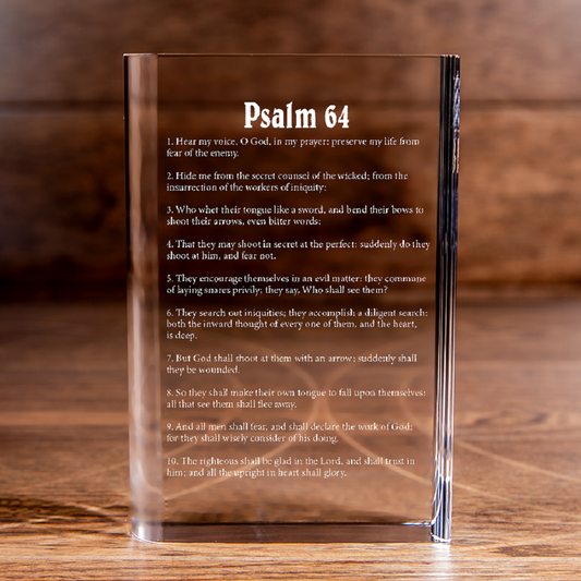 Psalm 64 Laser Engraved Crystal Book - Elegant Religious Gift for Devoted Believers Christian Gift-Express Your Love Gifts