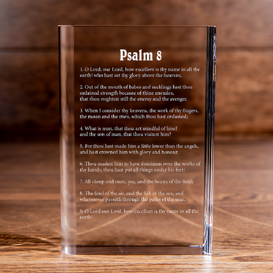 Psalm 8 Laser Engraved Crystal Book - Elegant Religious Gift for Devoted Believers Christian Gift-Express Your Love Gifts