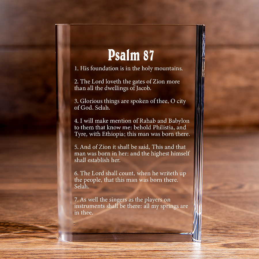 Psalm 87 Laser Engraved Crystal Book - Elegant Religious Gift for Devoted Believers Christian Gift-Express Your Love Gifts