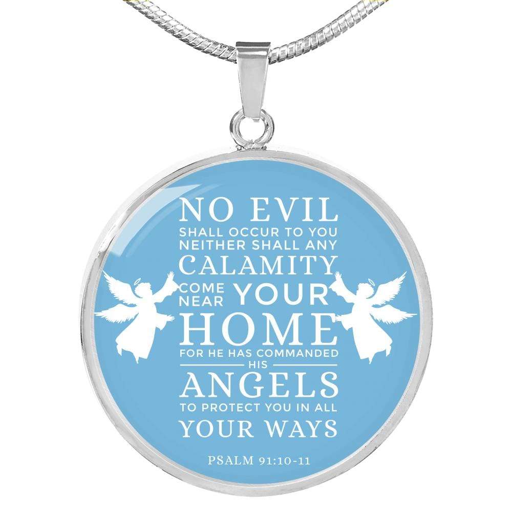Psalm 91:1011 Bible Verse Circle Necklace Stainless Steel or 18k Gold 18-22" - Express Your Love Gifts