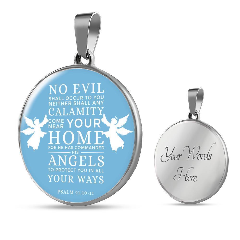 Psalm 91:1011 Bible Verse Circle Necklace Stainless Steel or 18k Gold 18-22" - Express Your Love Gifts
