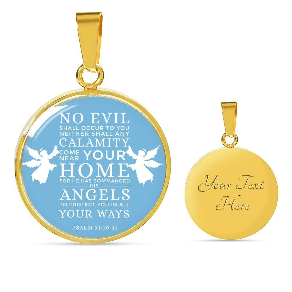 Psalm 91:1011 Bible Verse Circle Necklace Stainless Steel or 18k Gold 18-22" - Express Your Love Gifts