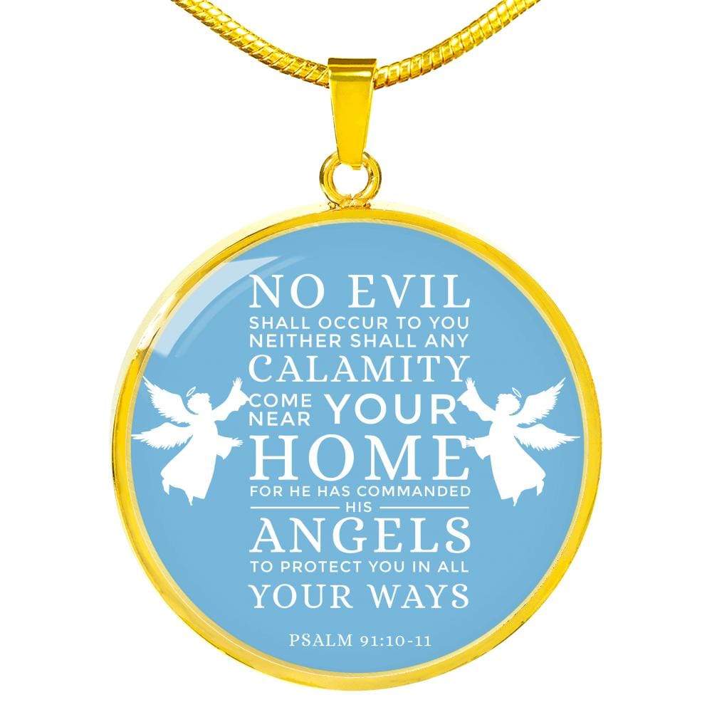 Psalm 91:1011 Bible Verse Circle Necklace Stainless Steel or 18k Gold 18-22" - Express Your Love Gifts