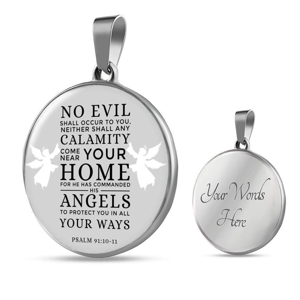 Psalm 91:1011 Circle Necklace Stainless Steel or 18k Gold 18-22" - Express Your Love Gifts