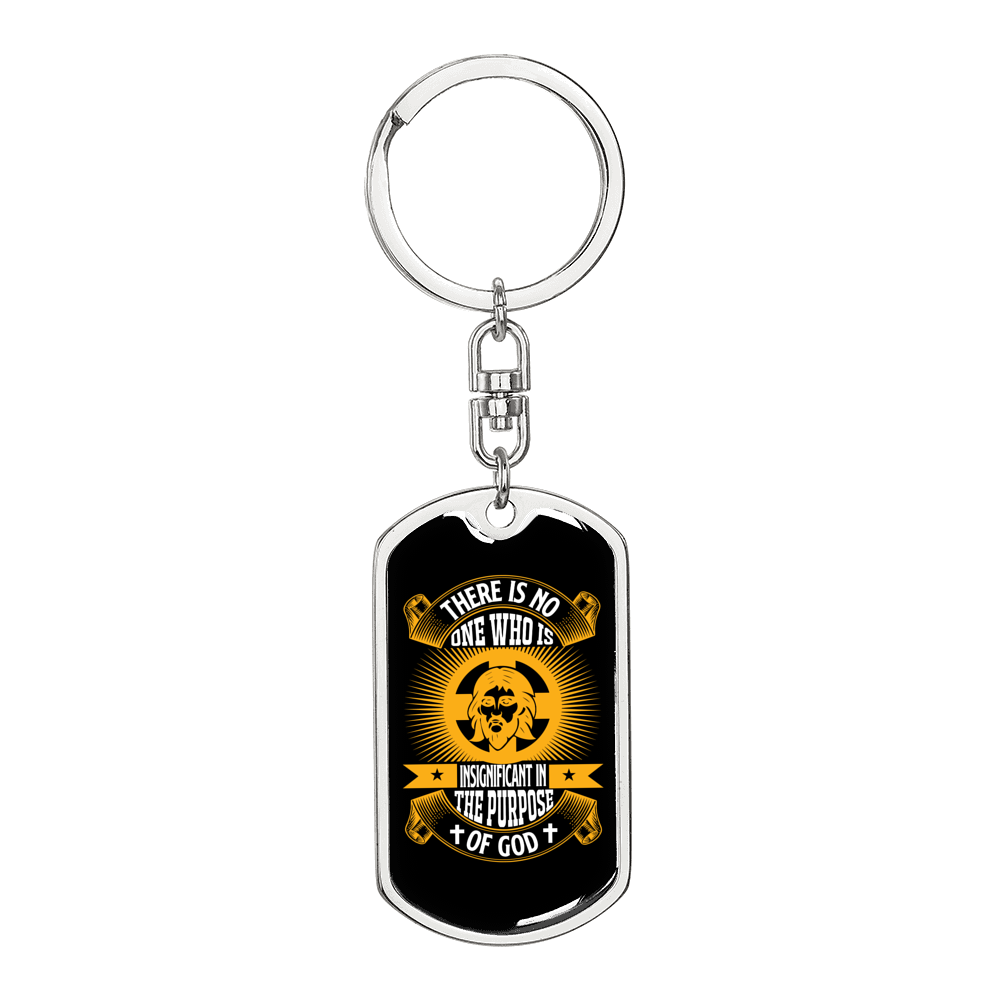 Purpose Of God Keychain Stainless Steel or 18k Gold Dog Tag Keyring-Express Your Love Gifts