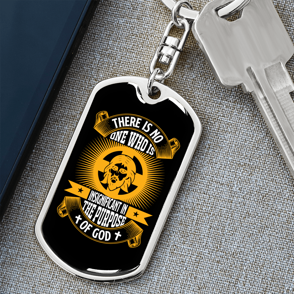 Purpose Of God Keychain Stainless Steel or 18k Gold Dog Tag Keyring-Express Your Love Gifts