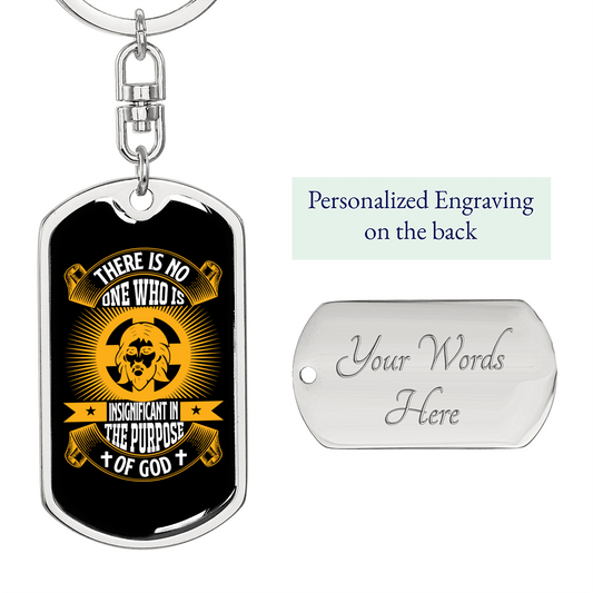 Purpose Of God Keychain Stainless Steel or 18k Gold Dog Tag Keyring-Express Your Love Gifts