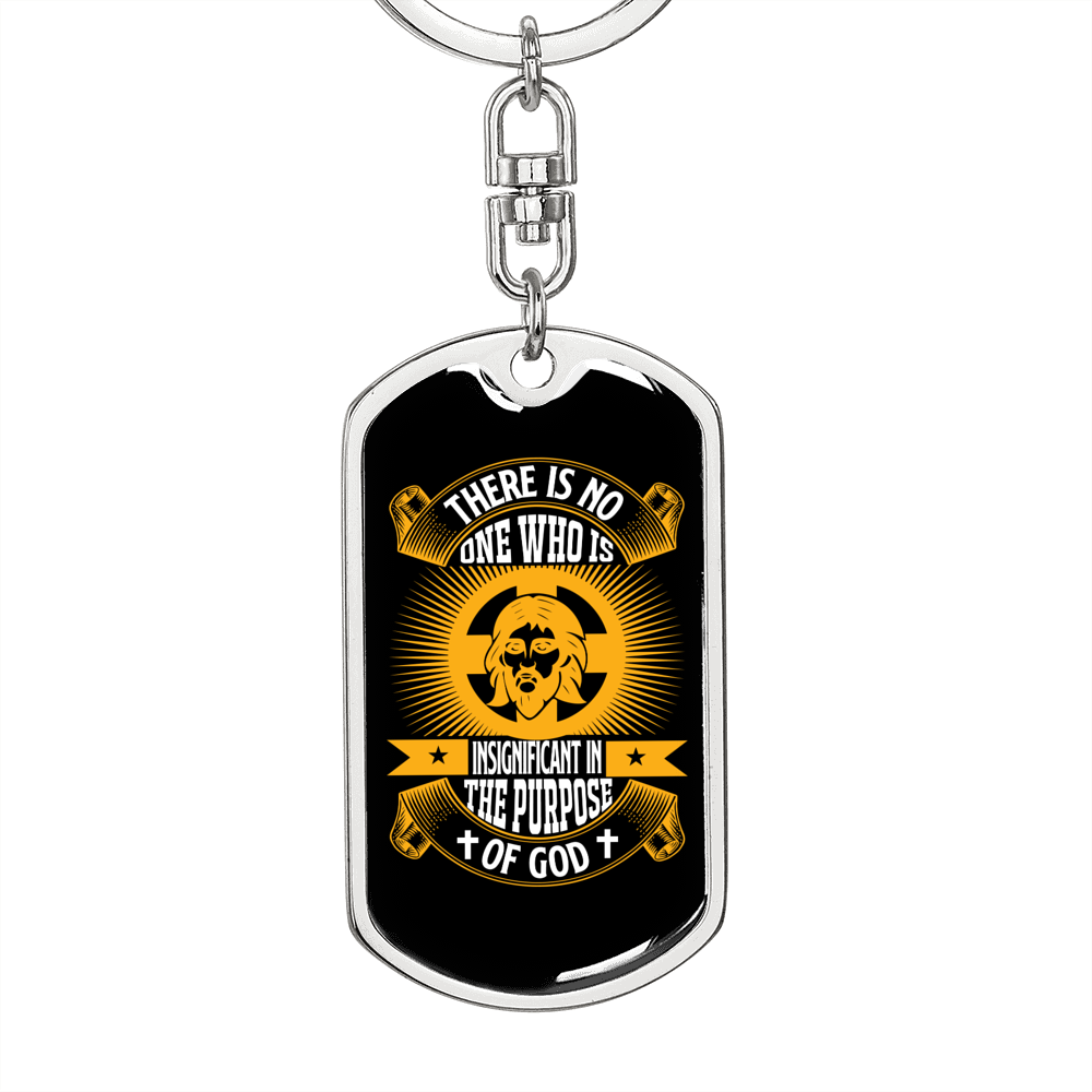 Purpose Of God Keychain Stainless Steel or 18k Gold Dog Tag Keyring-Express Your Love Gifts