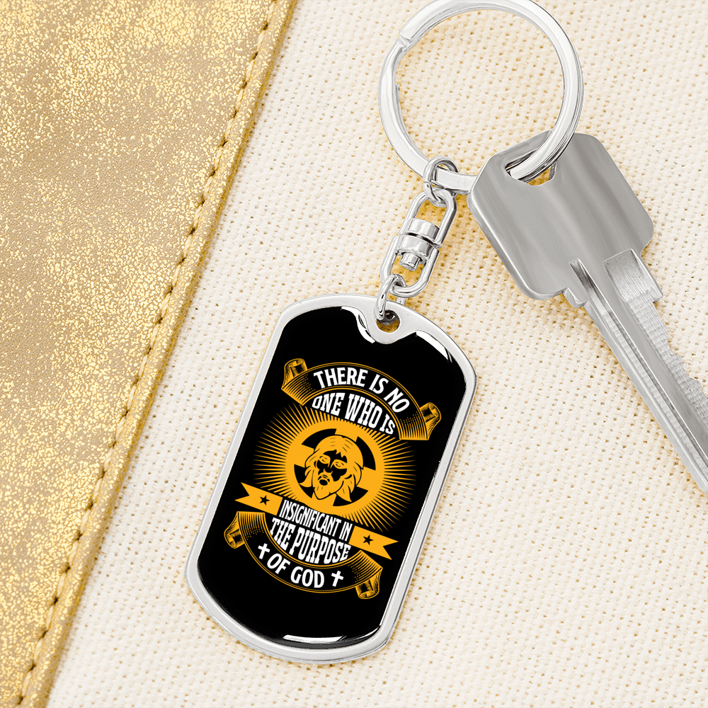 Purpose Of God Keychain Stainless Steel or 18k Gold Dog Tag Keyring-Express Your Love Gifts
