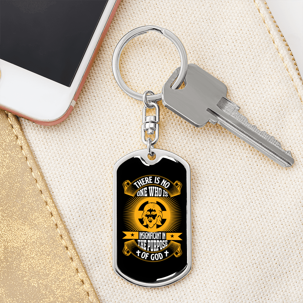 Purpose Of God Keychain Stainless Steel or 18k Gold Dog Tag Keyring-Express Your Love Gifts