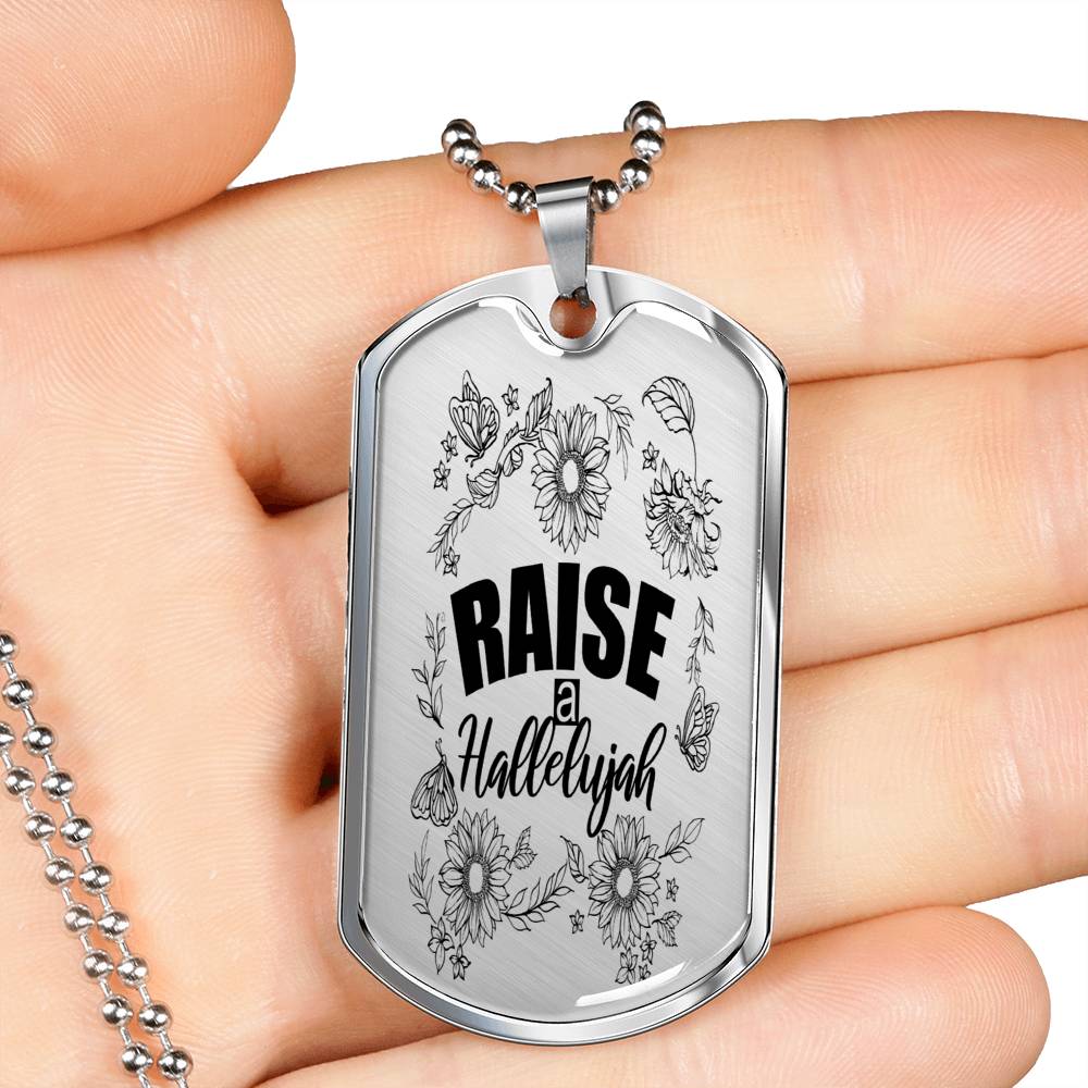 Raise A Hallelujah Necklace Stainless Steel or 18k Gold Dog Tag 24" Chain-Express Your Love Gifts