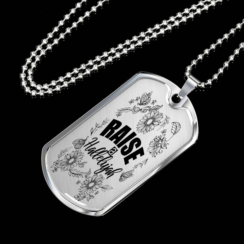 Raise A Hallelujah Necklace Stainless Steel or 18k Gold Dog Tag 24" Chain-Express Your Love Gifts