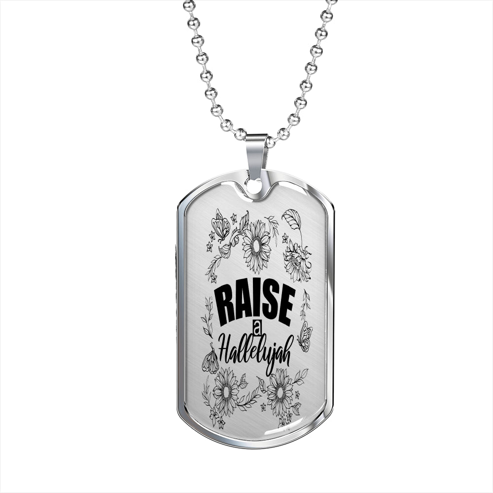 Raise A Hallelujah Necklace Stainless Steel or 18k Gold Dog Tag 24" Chain-Express Your Love Gifts