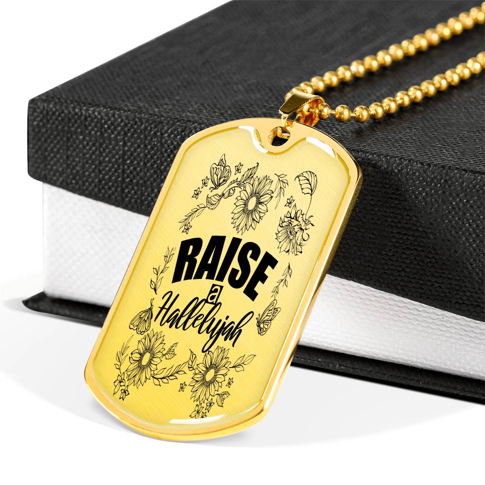 Raise A Hallelujah Necklace Stainless Steel or 18k Gold Dog Tag 24" Chain-Express Your Love Gifts